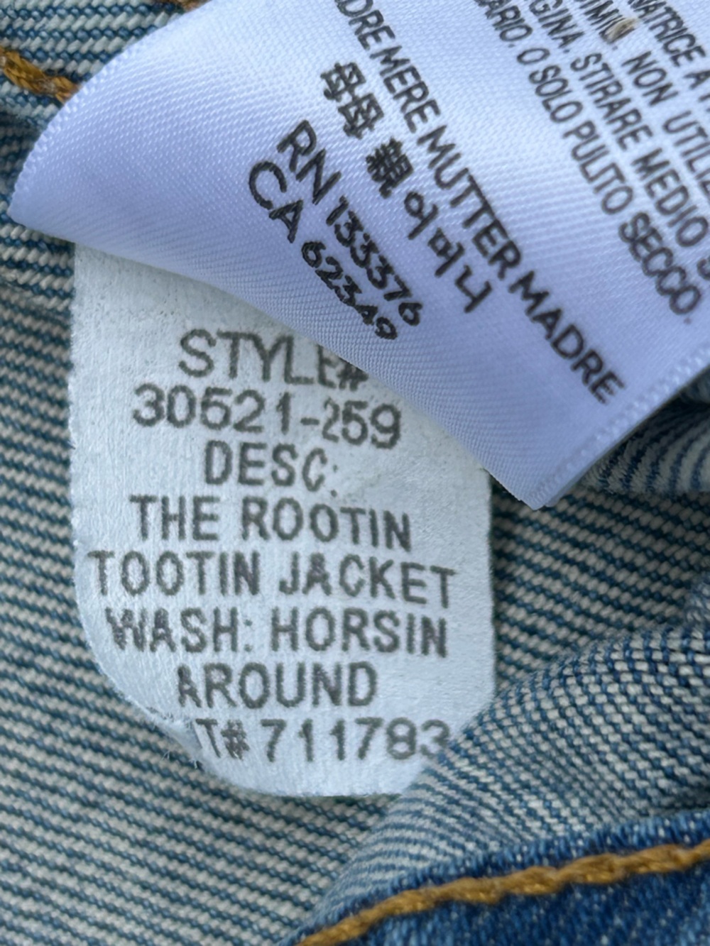 MOTHER Rootin Tootin Denim Jacket in Horsin Around Trucker Jean Jacket Large - Picture 12 of 16